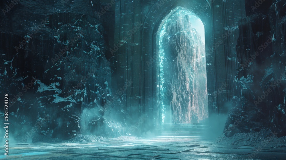 Mystical Gateway in an Icy Cave Mystical Gateway in an Icy Cave