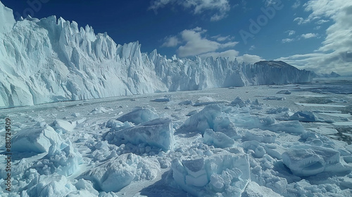 The Sermilik glacier in eastern Greenland is filled with icebergs.