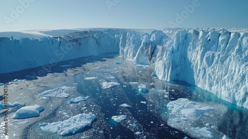 The Sermilik glacier in eastern Greenland is filled with icebergs. photo