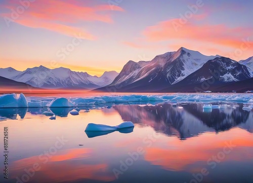 Wallpaper Mural An image of calm water in an icy landscape during golden hour Torontodigital.ca
