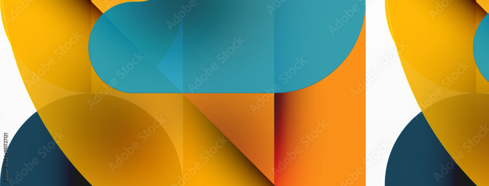 Minimal round shapes geometric abstract background. Circle design. Trendy techno business template for wallpaper, banner, background or landing