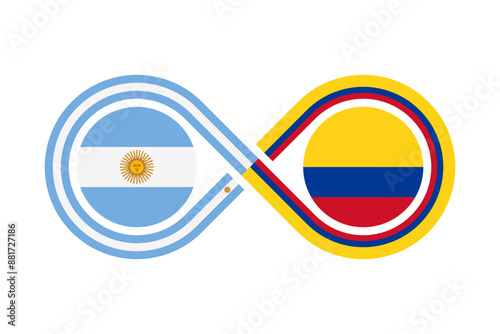 unity concept. argentina and colombia flags. vector illustration isolated on white background