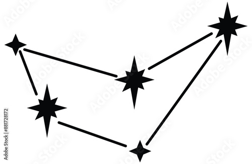 Capricorn zodiac constellation. Star constellation zodiac capricorn black white vector