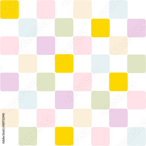 Checkerboard retro groovy background. Cute cartoon in hand-drawn style, pastel palette. perfect for printing, scrapbooking, textile, fabric.