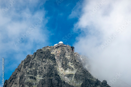 A beautiful view of the mountain Lomnicky peak from the Lomnicky saddle in the High Tatras in Slovakia photo