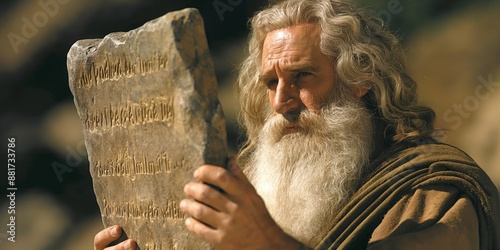 Obraz na płótnie Moses with 10 commandments on stone tablets