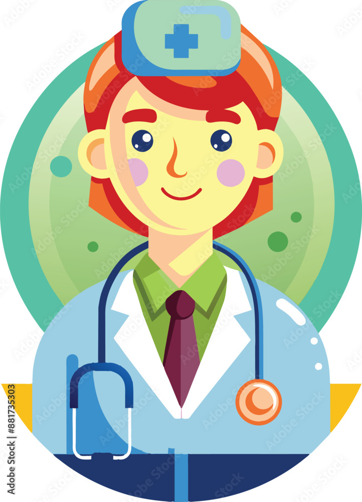 Young doctor, flat illustration, vector illustration. Young doctor, flat illustration, vector illustration.