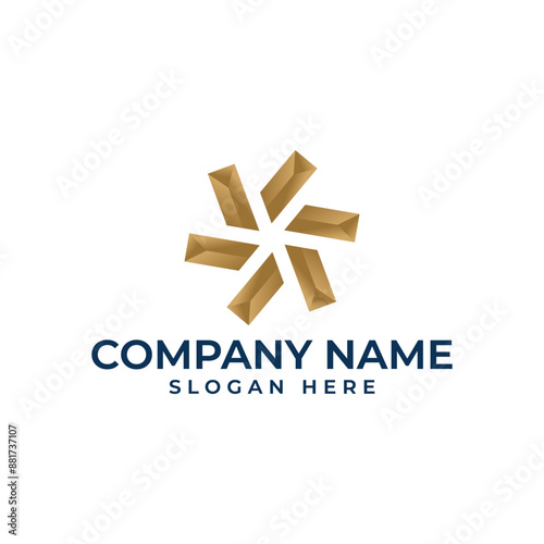 Gold bar logo in community shape with royal blue and gold color