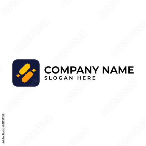 S initial lettermark with the interchange bubble chat represent interaction and the spark star element isolated in rounded square in modern minimalist style