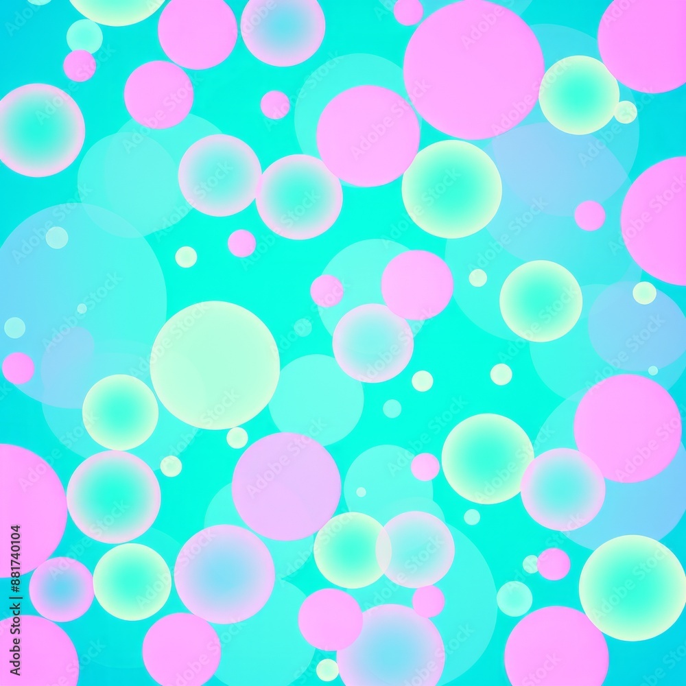 A teal background with overlapping pink and green circles of various sizes A teal background with overlapping pink and green circles of various sizes