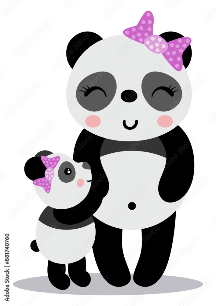 Mother panda with her baby Mother panda with her baby