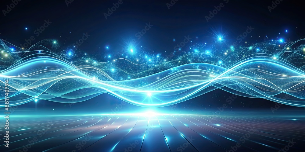 Fototapeta premium Flowing waves of light on a futuristic tech background, technology, futuristic, abstract, background, glowing, motion