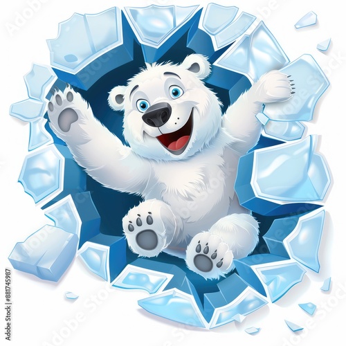 Joyful Polar Bear Breaking Free From Ice