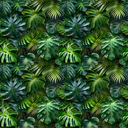 Seamless Repeat Pattern Tropical Jungle Leaves