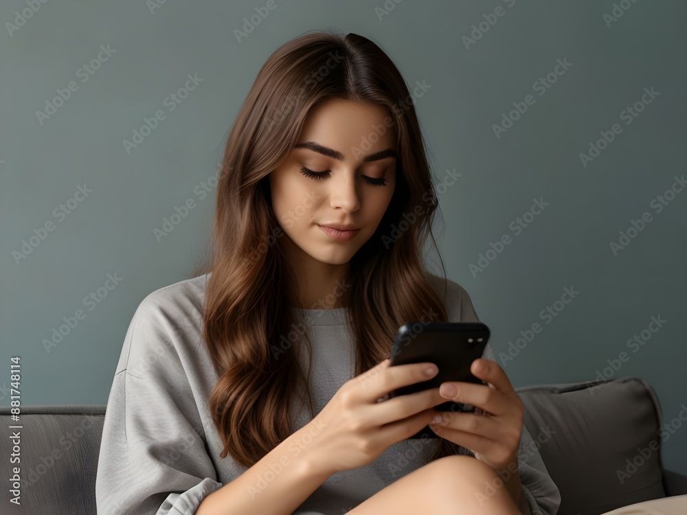 Full shot woman reading with smartphone Full shot woman reading with smartphone