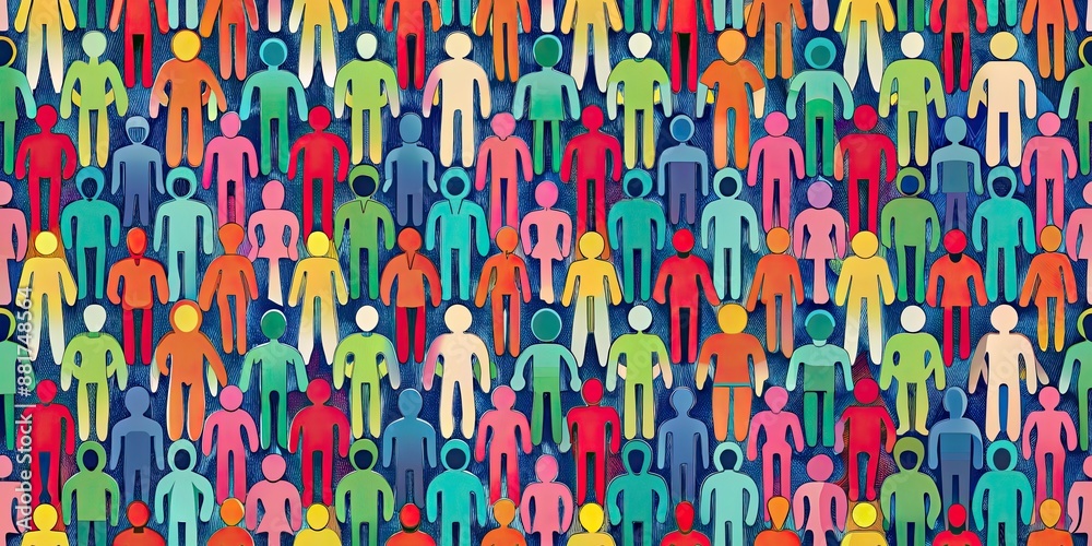 Fototapeta premium Flat abstract human figures seamless pattern for modern artistic design, abstract, human, figures, seamless, pattern, modern