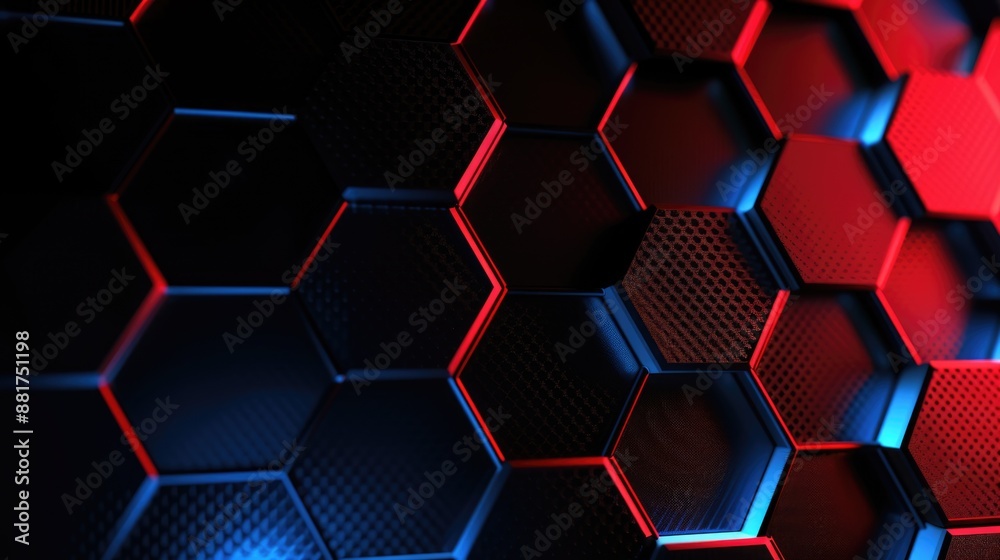 modern red blue dark honeycomb hexagonal digital background modern red blue dark honeycomb hexagonal digital background