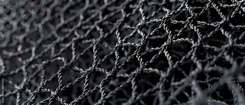 Panoramic close-up, high detail scan of coarse mesh fishnet texture, Generative AI Panoramic close-up, high detail scan of coarse mesh fishnet texture, Generative AI