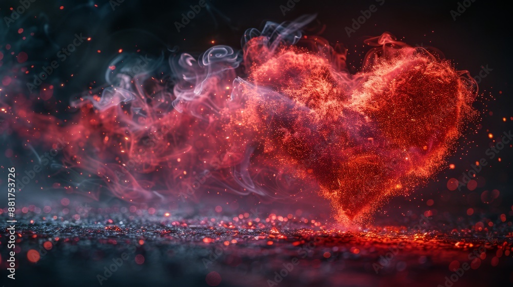Fototapeta premium Fiery Heart with Sparks and Smoke - Generative AI