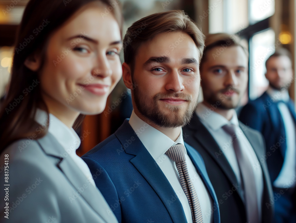 Professional team in business attire, indoor, with a concept of teamwork and leadership. Generative AI Professional team in business attire, indoor, with a concept of teamwork and leadership. Generative AI