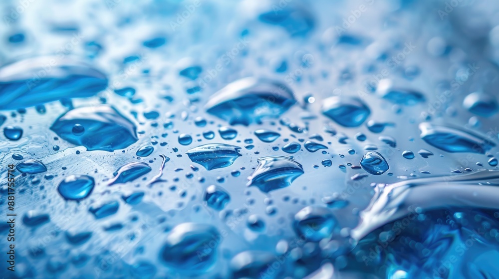 Close up of Clean Water Surface with Droplets Top View