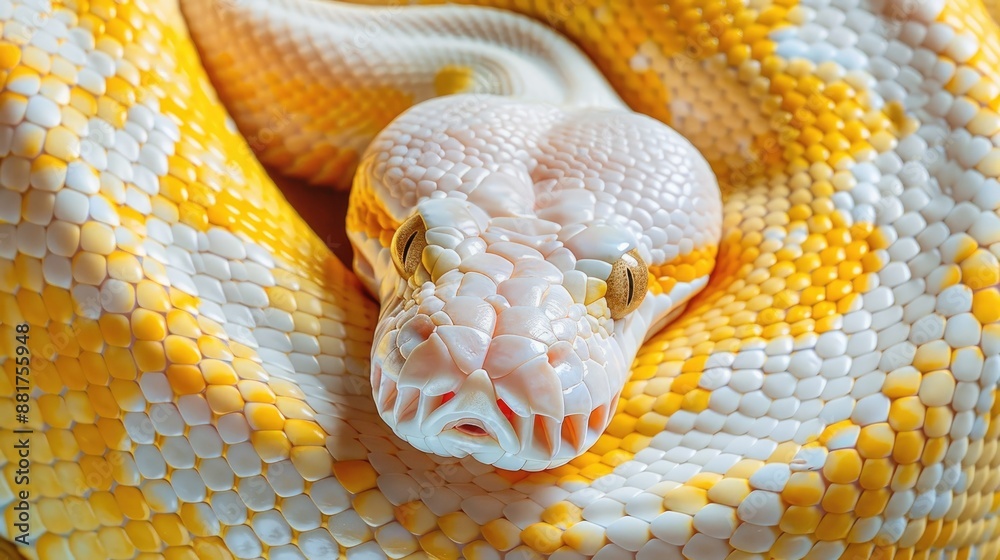 Fototapeta premium Close up of albino python snake skin texture background
