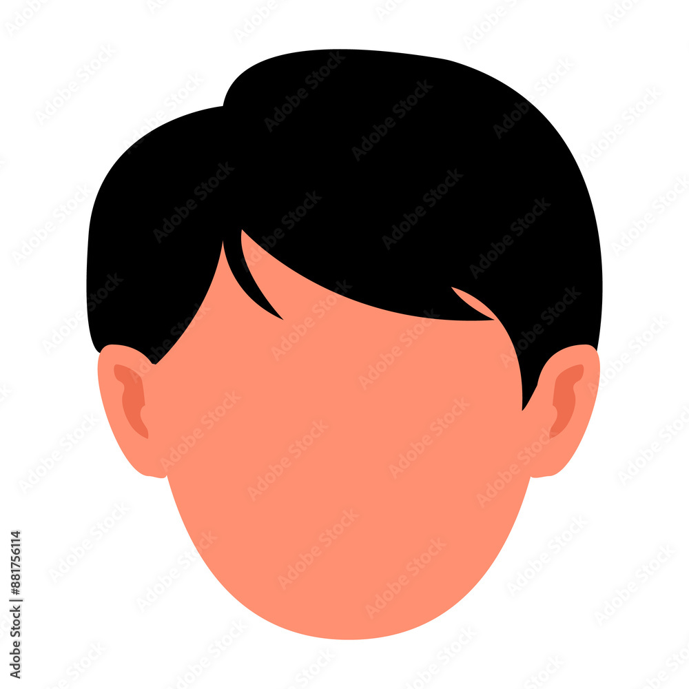 flat icon avatar. no face and expression. boy with black presentable hair. Head icon for student or office profile picture clip art. flat icon avatar. no face and expression. boy with black presentable hair. Head icon for student or office profile picture clip art.