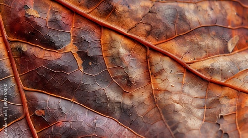 close up autumn leaf texture leaf of Cannonball Tree  Couroupita guianensis Aubl : Generative AI photo