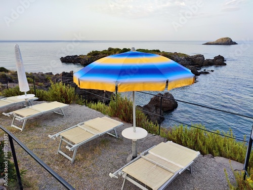 Obraz na płótnie Maratea - Solarium Le Terrazze presso Punta della Matrella all'alba w salonie
