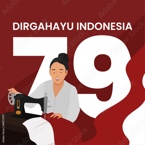indonesia independence day celebration template social media sewing flag national heroine