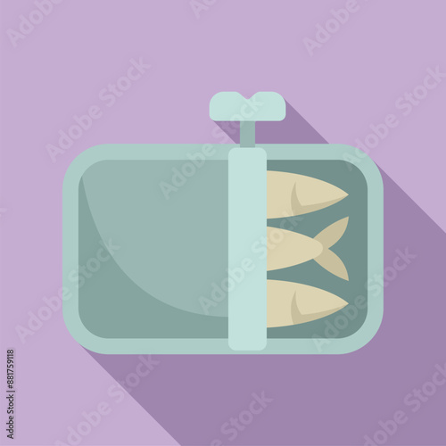 Open tin can containing sardines preserved in oil, top view