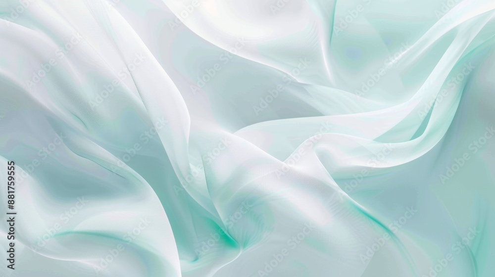 Fototapeta premium Close Up of Flowing Light Blue and White Fabric Draped Smoothly