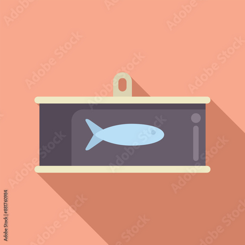 This flat illustration depicts a canned sardine fish, highlighting the concept of preserved seafood products