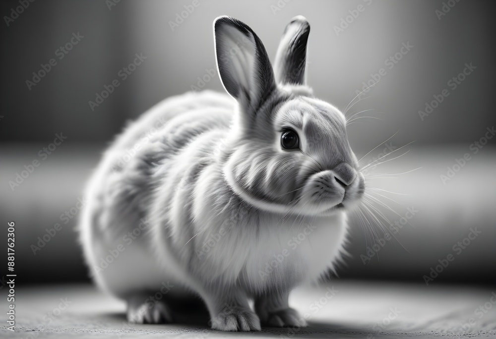 Obraz premium white rabbit on black