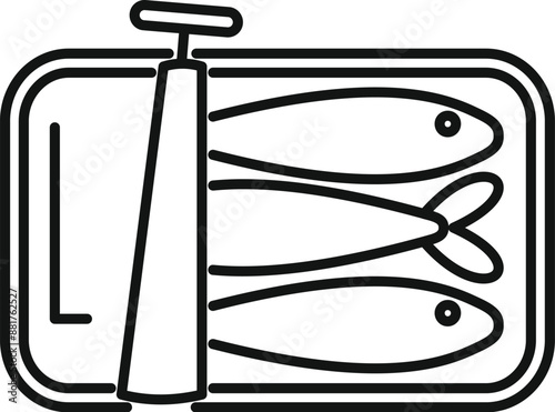 Can of sardines being opened with a key
