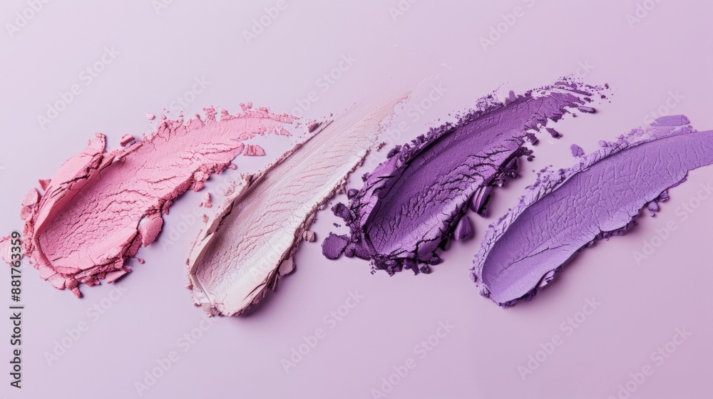 Pink, White, and Purple Eyeshadow Swatch on Purple Background