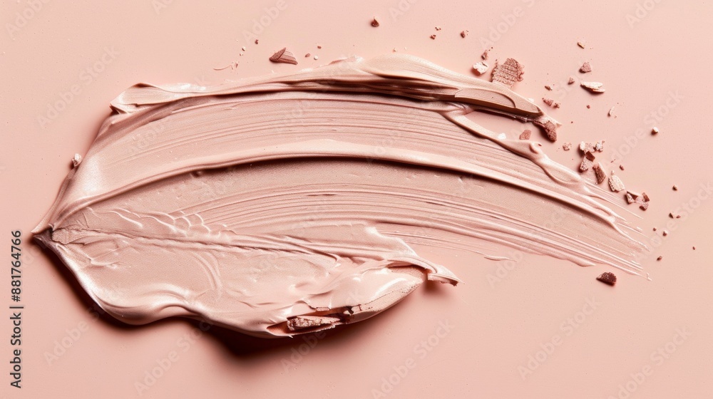 A Swirl of Light Pink Makeup on a Smooth Peach Background A Swirl of Light Pink Makeup on a Smooth Peach Background