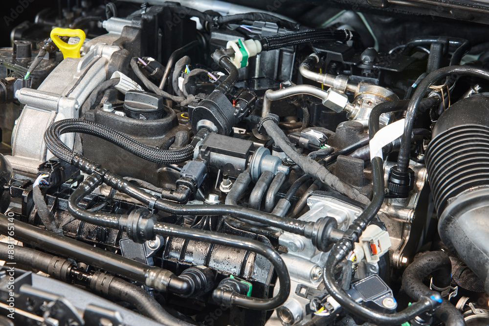 Car engine block detail. Motor industry. Automotive technology. Transportation Car engine block detail. Motor industry. Automotive technology. Transportation