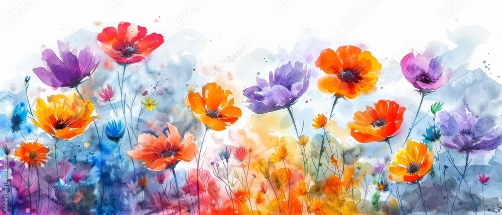 Bouquet of flowers in watercolor. Women's day	
