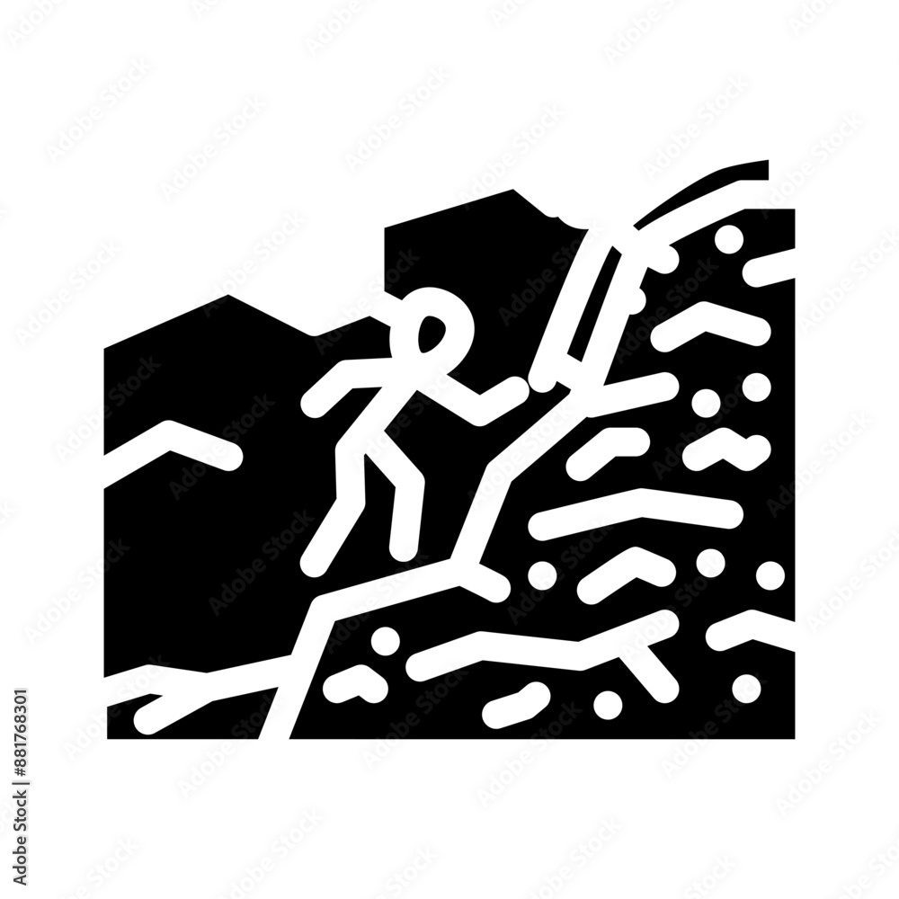 climbing mountain progress glyph icon vector. climbing mountain progress sign. isolated symbol illustration climbing mountain progress glyph icon vector. climbing mountain progress sign. isolated symbol illustration
