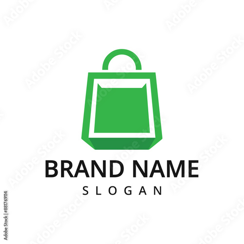 Shop logo, Shopping bag logo design, Online Shop logo vector template