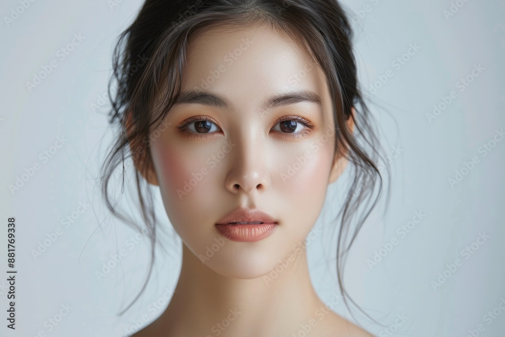 Beautiful young Asian woman with healthy and perfect skin on isolated white background. Beautiful young Asian woman with healthy and perfect skin on isolated white background.