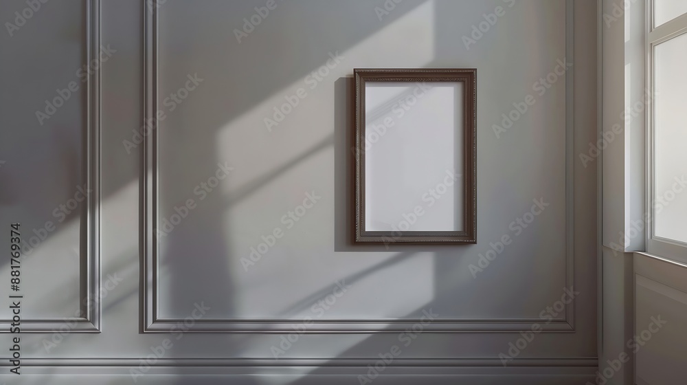 Blank picture frame on the wall with copy space : Generative AI