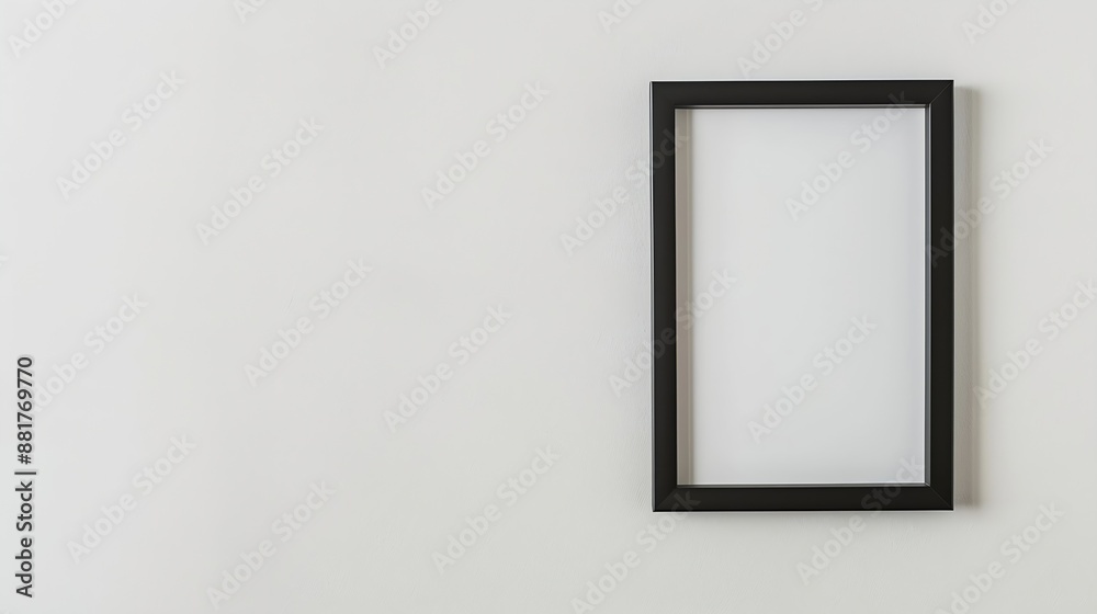 Black rectangular picture frame on white wall with blank paper in it You can place your image in this frame Interior photo Painting poster photograph Decorate your apartment in a moder : Generative AI Black rectangular picture frame on white wall with blank paper in it You can place your image in this frame Interior photo Painting poster photograph Decorate your apartment in a moder : Generative AI