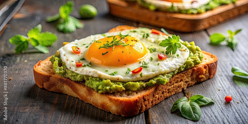 Crispy toast topped with creamy guacamole and a perfectly fried egg , breakfast, brunch, avocado, Mexican, delicious, food, meal Crispy toast topped with creamy guacamole and a perfectly fried egg , breakfast, brunch, avocado, Mexican, delicious, food, meal
