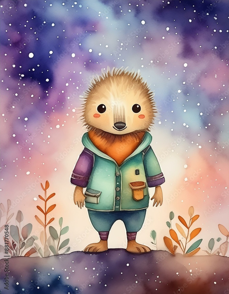 cartoon hedgehog in the night on the moon cartoon hedgehog in the night on the moon