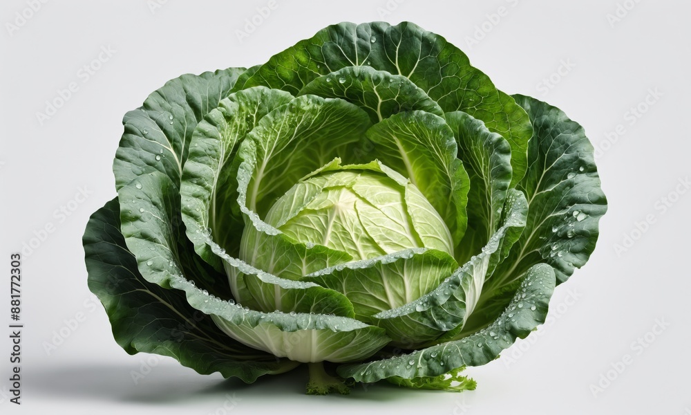 Fototapeta premium Fresh green cabbage isolated on white background