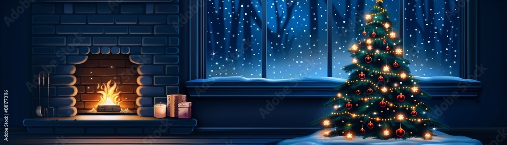 A holiday celebration with a tree adorned with glowing ornaments, cozy setting, warm lighting, high resolution digital painting A holiday celebration with a tree adorned with glowing ornaments, cozy setting, warm lighting, high resolution digital painting