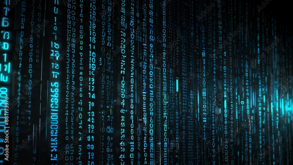 Abstract technological background with binary code and holographic elements in color img Abstract technological background with binary code and holographic elements in color img