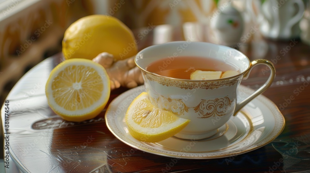 Tea with lemon and ginger Tea with lemon and ginger